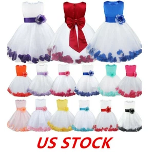 Niños Niñas Pétalos Tul Boda Dama Vestido Desfile Fiesta Princesa Vestido - Imagen 1 de 45