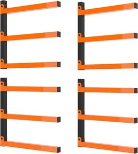 4 Pack Lumber Storage Rack 3 Level Wall Mounted Heavy Duty Wood Rack Organizer - Picture 1 of 8