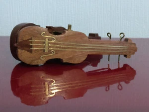 Wooden and Brass Inlaid CELLO Note Paper Clip Memo / Music Sheet Holder - Picture 1 of 4