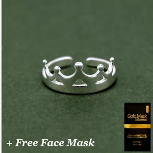 Echt 925 Sterling Silber Krone Zehenring verstellbar - Gesichtsmaske - Bild 1 von 5