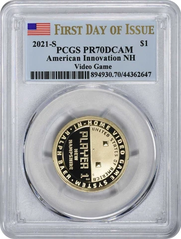 2021-S American Innovation Dollar NH Video Game PR70DCAM First Day of Issue PCGS Cover