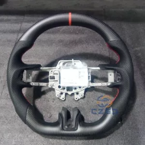 Matte Carbon Fiber Perforated Steering Wheel Fit 2015-2017 Ford Mustang GT - Picture 1 of 2