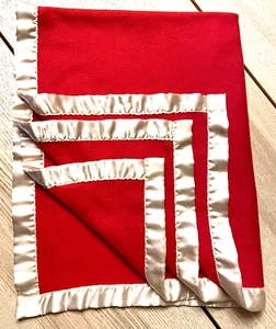Stephan Baby Blanket Red Gold Satin Trim Soft 6 Mos. & Up 29" x 29" Christmas - Picture 1 of 8