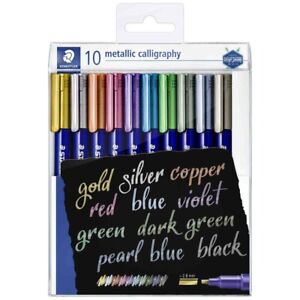 STAEDTLER Fasermaler Metallic Calligraphy Marker 10 Farben 1-2,8mm