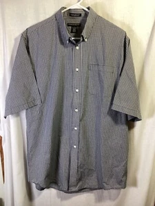 Consensus Wrinkle Resistant Black Plaid LT Polyester Blend Button Down B1 - Picture 1 of 4