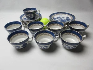 Set Stände Real Old Willow 8 Teetassen & Untertassen und Beilagenteller A8025 - Bild 1 von 12