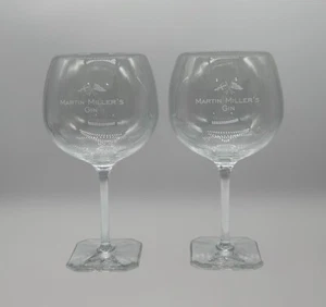 Martin Miller’s Crystal Gin Balloon Glasses Set Of 2 Indented English Flags - Picture 1 of 9