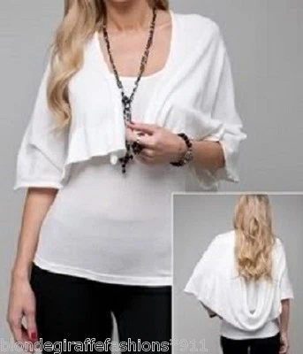 Cremoso Marfil Recortado Cocoon Excedente Cortina Ojales Inserto Manga S Bolero/Encogerse de hombros Foto 1 de 2