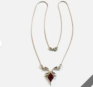 925 Solid Sterling Silver Honey Baltic Amber Designer Beautiful Necklace 17 in - Picture 1 of 2