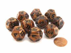Set of 10 D12 18mm Olympic Pearlized Dice - Bronze with Black Numbers - Picture 1 of 1