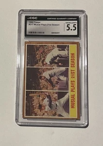 1962 Topps Musial Plays 21st Season Card CGC Graded 5.5 Excellent  + Cash Back ! - Picture 1 of 2