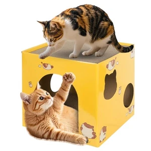 Cardboard Cat House with 2-Stories Scratch Pad | 2-Level Cat Play House, Hide... - Picture 1 of 8