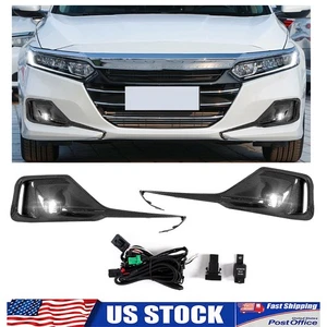 For 2021-22 Honda Accord LED Bumper Fog Light Driving Lamp w/Switch Carbon Look - Picture 1 of 9