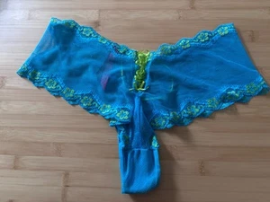 Victoria's Secret Sexy Little Things Lace Cheeky Panties Blue Size Medium - Picture 1 of 5