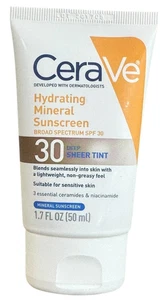 CeraVe feuchtigkeitsspendender mineralischer Sonnenschutz LSF 30 tiefe transparente Tönung 1,7 Unzen, Ablaufdatum 6/26 - Bild 1 von 4