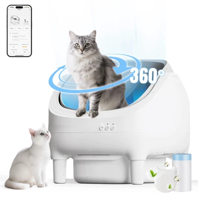DEVOKO Self-Cleaning Automatic Cat Litter Tray, Large Capacity, App-Controlled