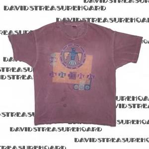 Vintage Distressed Mens Tee Size 2XL Plum Aztec Tribal Anvil Made in USA - Picture 1 of 8