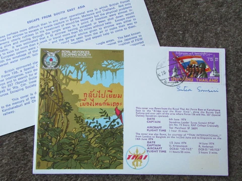 ESCAPE from South East ASIA 1977 Hand Signed RAF Escaping Society FDC - SEE PICS Cover
