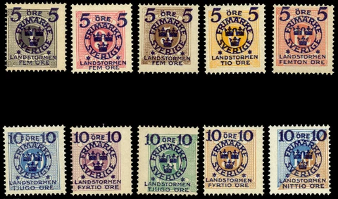 Sweden #B12-B21 MNH CV$900.00 1916 Semi-Postal Surcharges on Postage Dues Cover