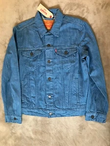Levis Mens Trucker DenimJacket Blue Linen Look Size M NWT - Picture 1 of 5