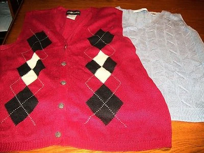 Lot of 2 Women's Large Sleeveless Sweaters Sag Harbor & Valarie Stevens Red/Blue - Image 1 of 4