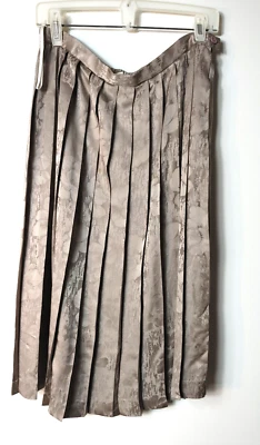 FALDA PLISADA VINTAGE NEIMAN MARCUS TALLA 12 100% SEDA FLORAL BEIGE Foto 1 de 4