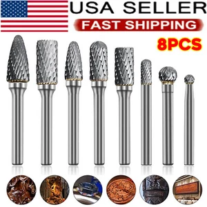 1/4'' Double Cut Tungsten Steel Carbide Rotary Burr Die Grinder Shank Bit Set US - Picture 1 of 10