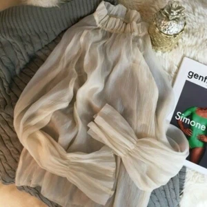 Mujeres Camisas con Volantes Mangas Abullonadas Chifón Prendas para el torso Blusa Lolita Camisetas Volantes - Imagen 1 de 5