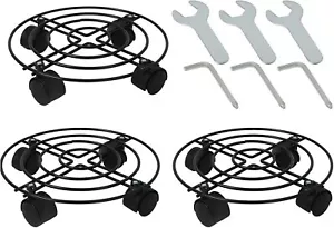 3 Pack 12" Metal Plant Caddy with Wheels Heavy Duty Plant Dolly Stand Pot Mover - Picture 1 of 11