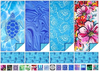 Paquete de 4 toallas de playa finas de microfibra ligeras 71x32 de gran tamaño extra grandes Sa... Foto 1 de 4