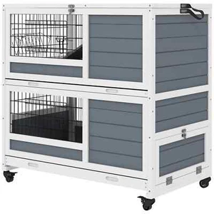 Doppeldecker Meerschweinchenkäfig, Indoor Kaninchenstall mit Futtertrog, - Bild 1 von 11