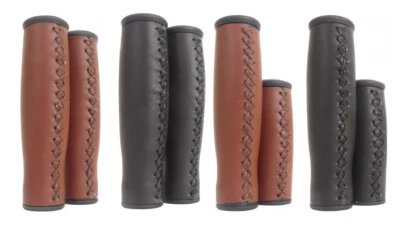 Ergo Leder Design Fahrradgriffe Fahrrad Lenkergriffe Schwarz / Braun  - Bild 1 von 4