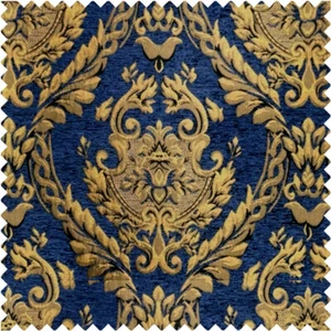 Per Yard - Chenille Fabric Blue Color - Jane 2 - Picture 1 of 3