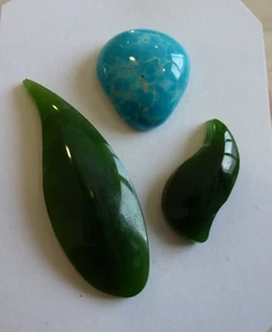 Natural Turquoise and Jade (carved) handmade - Picture 1 of 8
