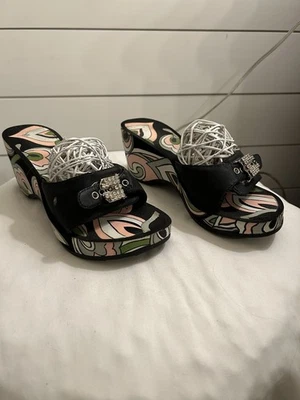 CAIXA AMARELA BOHO VIBE ANOS 70 ESTILO SAPATOS RETRÔ FEMININOS 6.5 PULSEIRA DE COURO BLING CONFORTÁVEL - Imagem 1 de 4