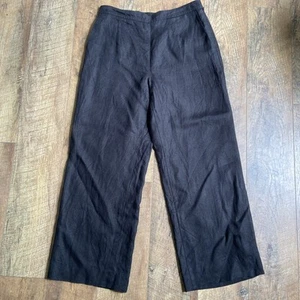 Vintage Talbots | 100% Black Irish Linen Wide Leg Pant Pockets 10 P - Picture 1 of 19