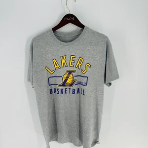 Vintage NBA Los Angeles Lakers Basketball Spell Out T-Shirt Heather Gray Size L - Picture 1 of 7