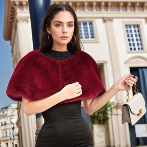 Scialle da sposa matrimonio mantello pelliccia sintetica scialle avvolge tinta unita peluche collo sciarpe fai da te - Foto 1 di 21