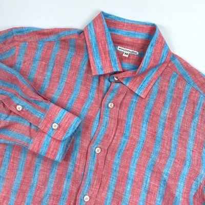 Mario Romano Linen Shirt Mens Medium Stripe Coastal Italy - Image 1 of 4