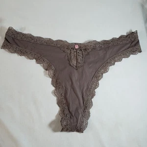 Tanga Victoria's Secret Dream Angels satinada con encaje grande gris nublado - Imagen 1 de 5