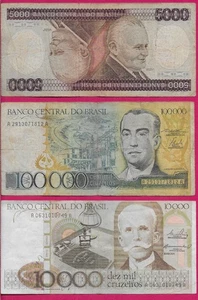 BRASILIEN 1000 CRUZEIROS 3 SCHEINE LOT#4 - Bild 1 von 2