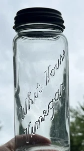 Barattolo aceto vetro casa bianca vintage 8" 8 lettere in rilievo scritte con coperchio zinco - Foto 1 di 8