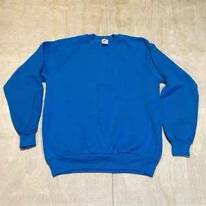 Vintage Jerzees Women’s Crewneck Sweatshirt Blue Blank Large USA - Picture 1 of 9