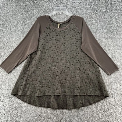 Cómoda túnica columpio de encaje marrón mediano de EE. UU. Top para mujer arte Lagenlook boho informal EE. UU. Foto 1 de 4