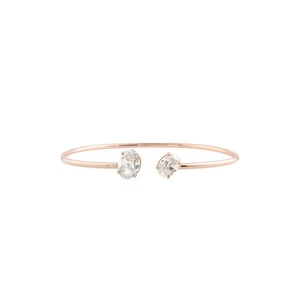 2.51 Ct Lab Grown CVD Oval Diamond Cuff Bangle Bracelet Gift 14k Rose Solid Gold - Picture 1 of 11
