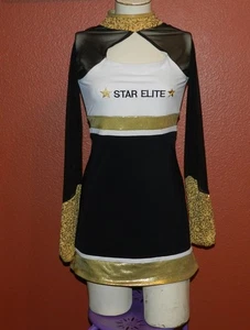 Women's Balera Cheerleader/Dance Sequined Uniform Dress Black Gold Size Medium - Picture 1 of 14