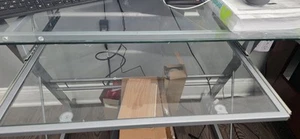 Work/Computer/Gaming Desk - 31" Metal and Glass by Walker Edison, Silver - Picture 1 of 5