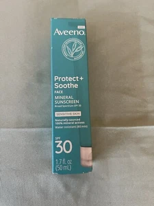 Aveeno Protect + Soothe Mineral Sunscreen SPF 30, Sensitive Skin(1.7fl/50ml)New - Picture 1 of 5
