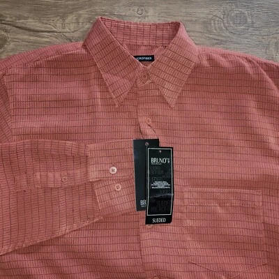 Bruno Sueded Microfiber Rust Long Sleeve Button Up Shirt Men's M - Image 1 of 4
