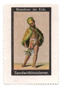 1900's Bewohner der Erde German Stamp ~ Sandwichinsulaner ~ Ali'i Chief ~ HAWAII - Picture 1 of 3